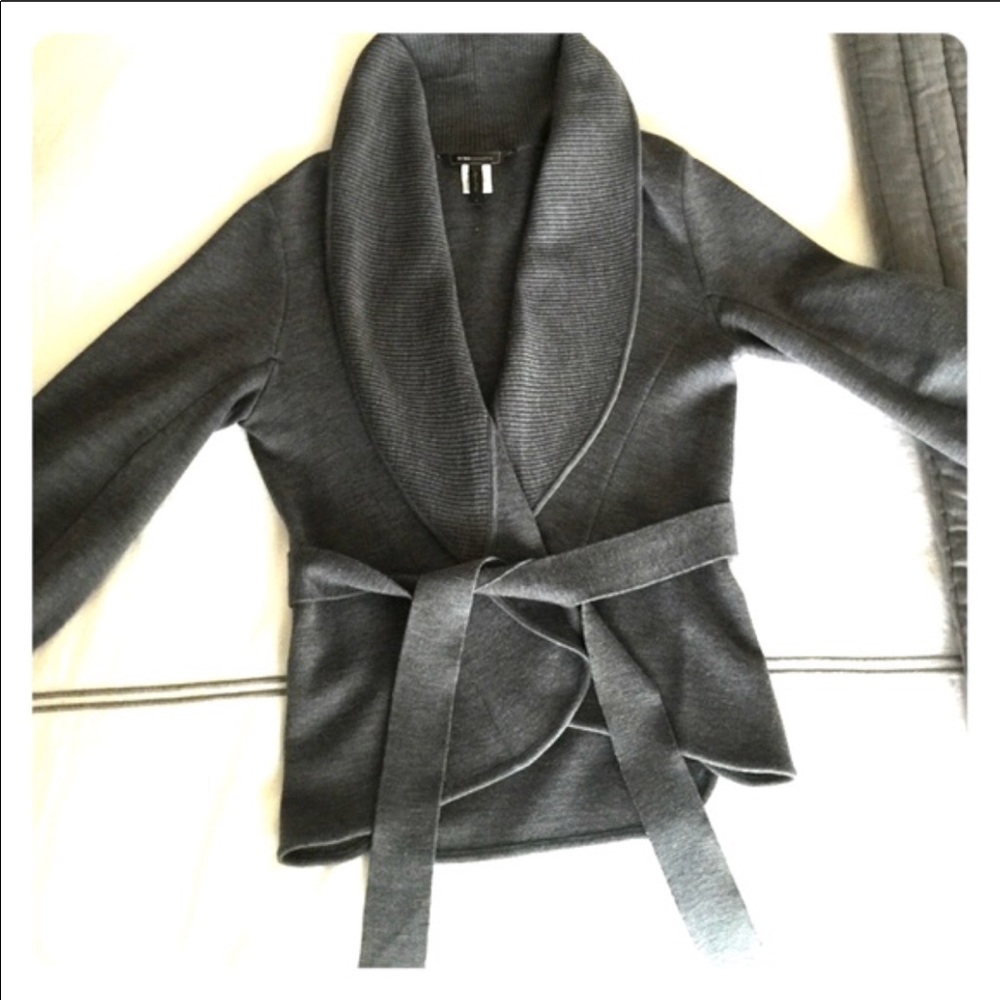 BCBG Gray Wrap Sweater